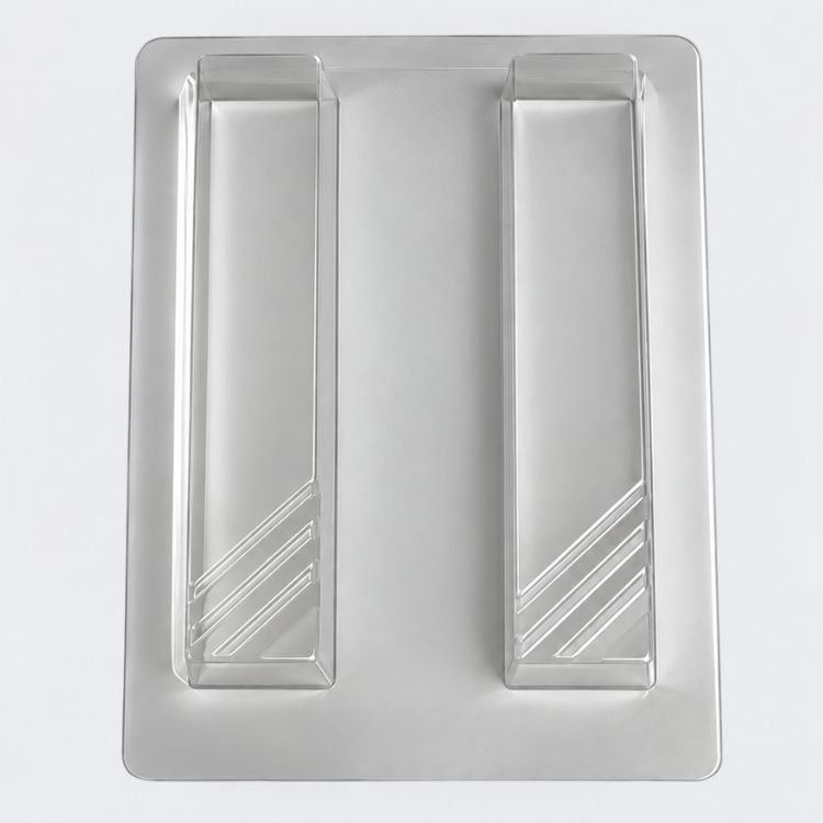 Molde liso con relieve para turr&oacute;n 2 barras 20x4x2 cm